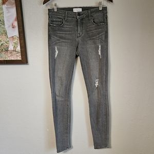 Parker Smith Gray Skinny Distressed Ripped Jeans Sz 2